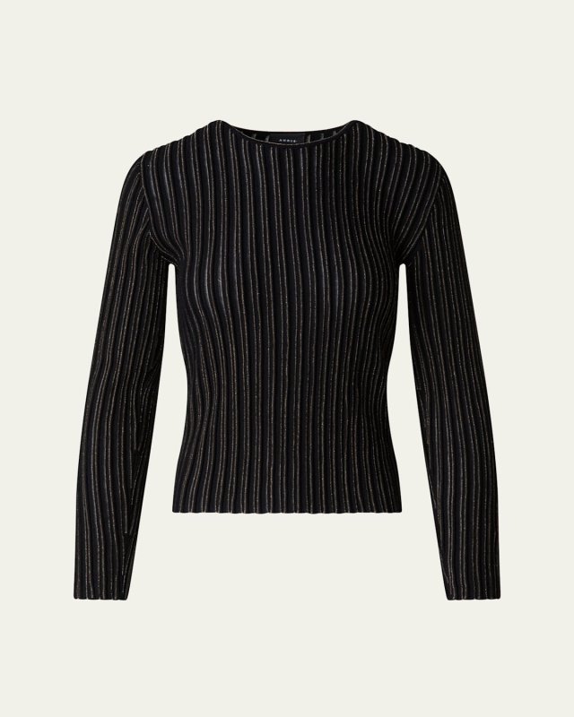 Lurex Pinstripe Fitted Wool Sweater